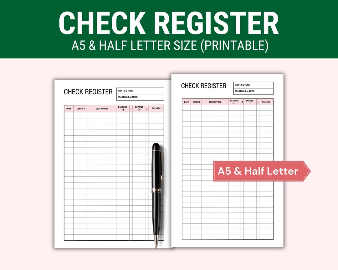 Cheque Tracker Check Register Planner Printable, Daily Expense Tracker, Money ...