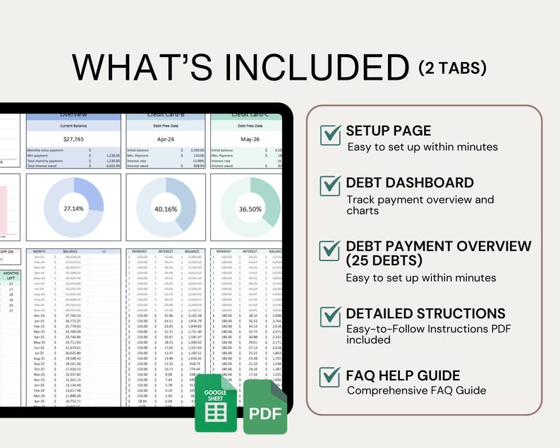 Debt Tracker Google Sheets Template Debt Payment spreadsheet