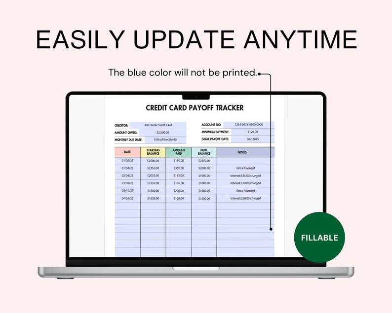 credit card payoff tracker fillable pdf debt payoff tracker
