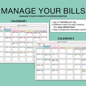 Monthly smart calendar Google Sheets template personal finance tracker