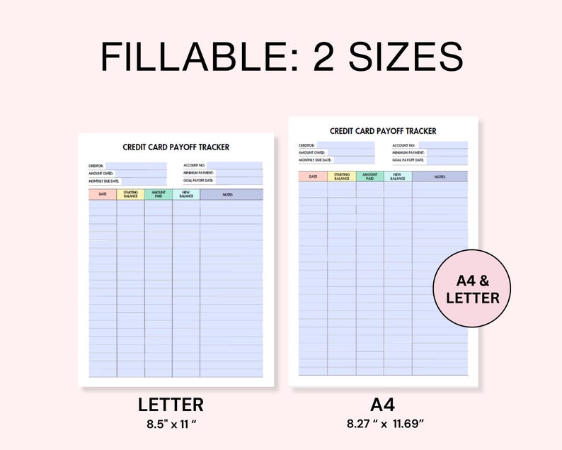 fillable credit card payoff tracker personal finance debt management tracker fillable pdf