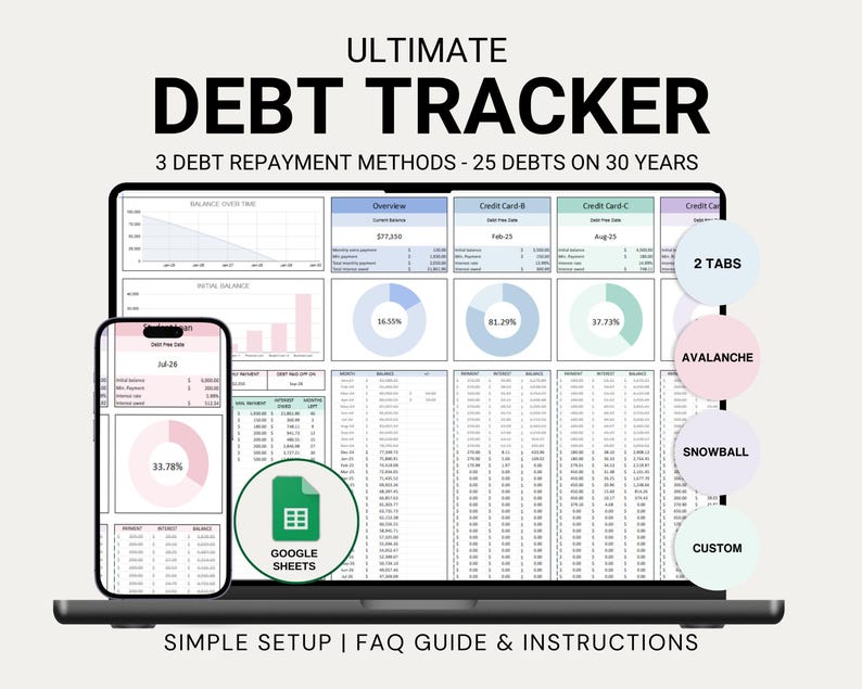 Ultimate Debt Tracker Spreadsheet Debt Payoff Template