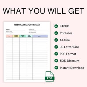Credit card payment tracker printable credit card payoff log pdf