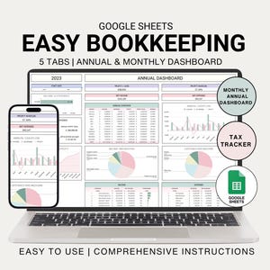 Easy Bookkeeping Spreadsheet Template Google Sheets Small Business Bookkeeping Expense and Income Tracker Accounting Spreadsheet Tax Tracker