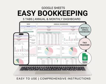 Easy Bookkeeping Spreadsheet Template Google Sheets Small Business Bookkeeping Expense and Income Tracker Accounting Spreadsheet Tax Tracker