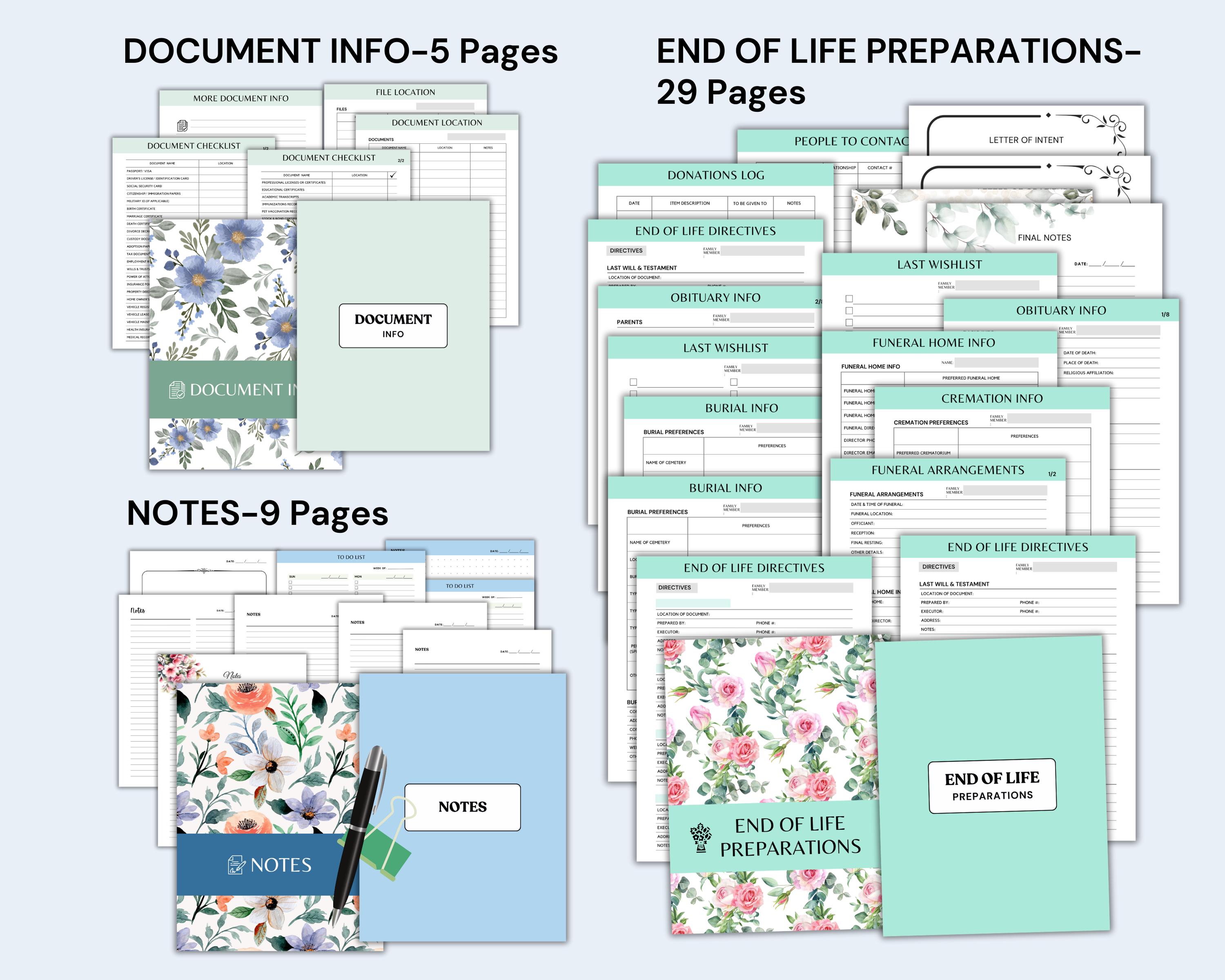 End of Life Planner Printable, Emergency Binder Planner, Just in Case ...