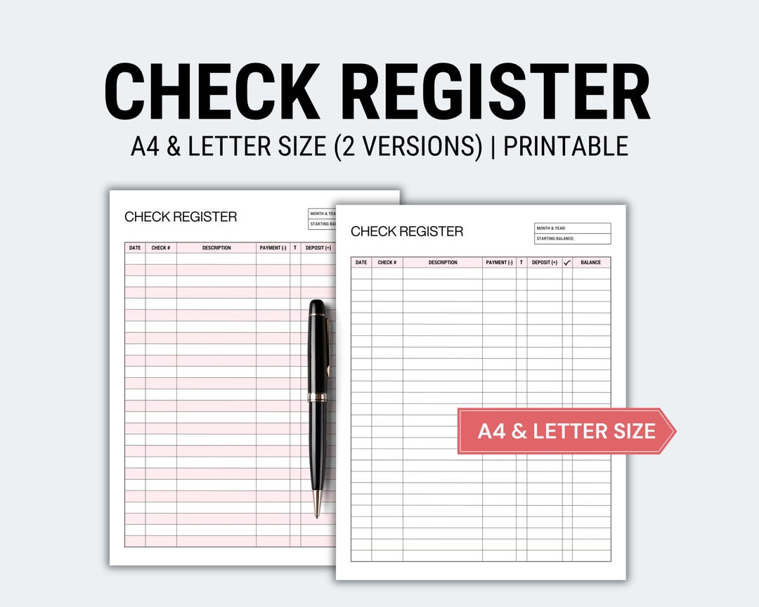 Monthly Check Table Check Register Printable Planner, Daily and Monthly Bill Tracker ...