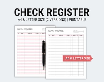 Calendrier imprimable du registre des chèques, suivi des factures quotidiennes et mensuelles, suivi des finances personnelles, transactions d'argent