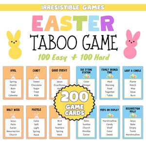 Oster-Tabu-Spiel | Verbotene Wörter Familie Ostern Spiel | 200 Hinweiskarten mit 100 einfachen und 100 schweren | Alle Altersgruppen können zusammen spielen