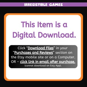 May include: A digital download announcement with the text "This Item is a Digital Download." Instructions are provided for accessing the files after purchase, including where to find the download link on Etsy.