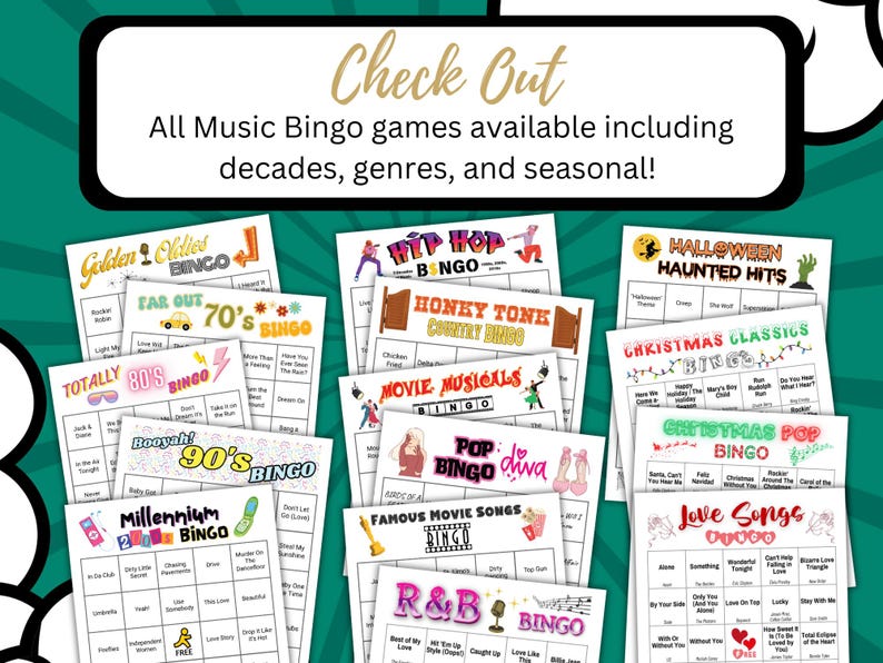 Check out all of the Music Bingo sets available on my main Etsy shop page.