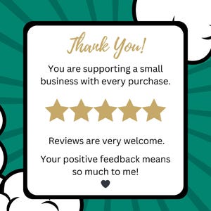 Thank You! You are supporting a small business with every purchase. If you are loving your game, Reviews are very welcome. If you have any concerns reach out to me directly!