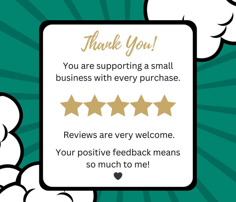 Thank You! You are supporting a small business with every purchase. If you are loving your game, Reviews are very welcome. If you have any concerns reach out to me directly!