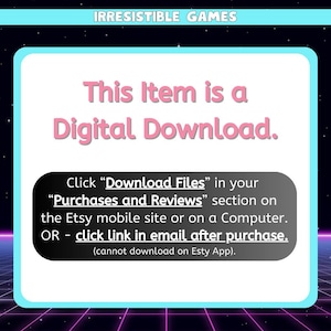 This item is a digital download. Click "Download Files" in your purchases and reviews sections on the Etsy mobile site or on a Computer. OR click the link in the email you will receive after purchase.