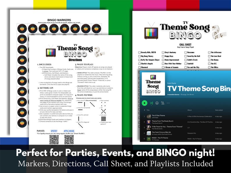 Card Markers, Directions, Call Sheet, and playlists included.