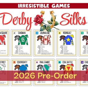 2026 Derby Silks with Horses Pre-Order | Jockey Silks and Kentucky Derby Horses | Derby Party Banner | 152nd Derby Party Decor Printable