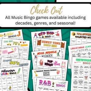 Check out all of the Music Bingo games available, including Decades, Genres, and Seasonal.