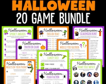 Halloween Game Bundle for Kids and Adults, 20 Printable Halloween Trivia Games, Halloween Party Games and Family Activities, PDF download