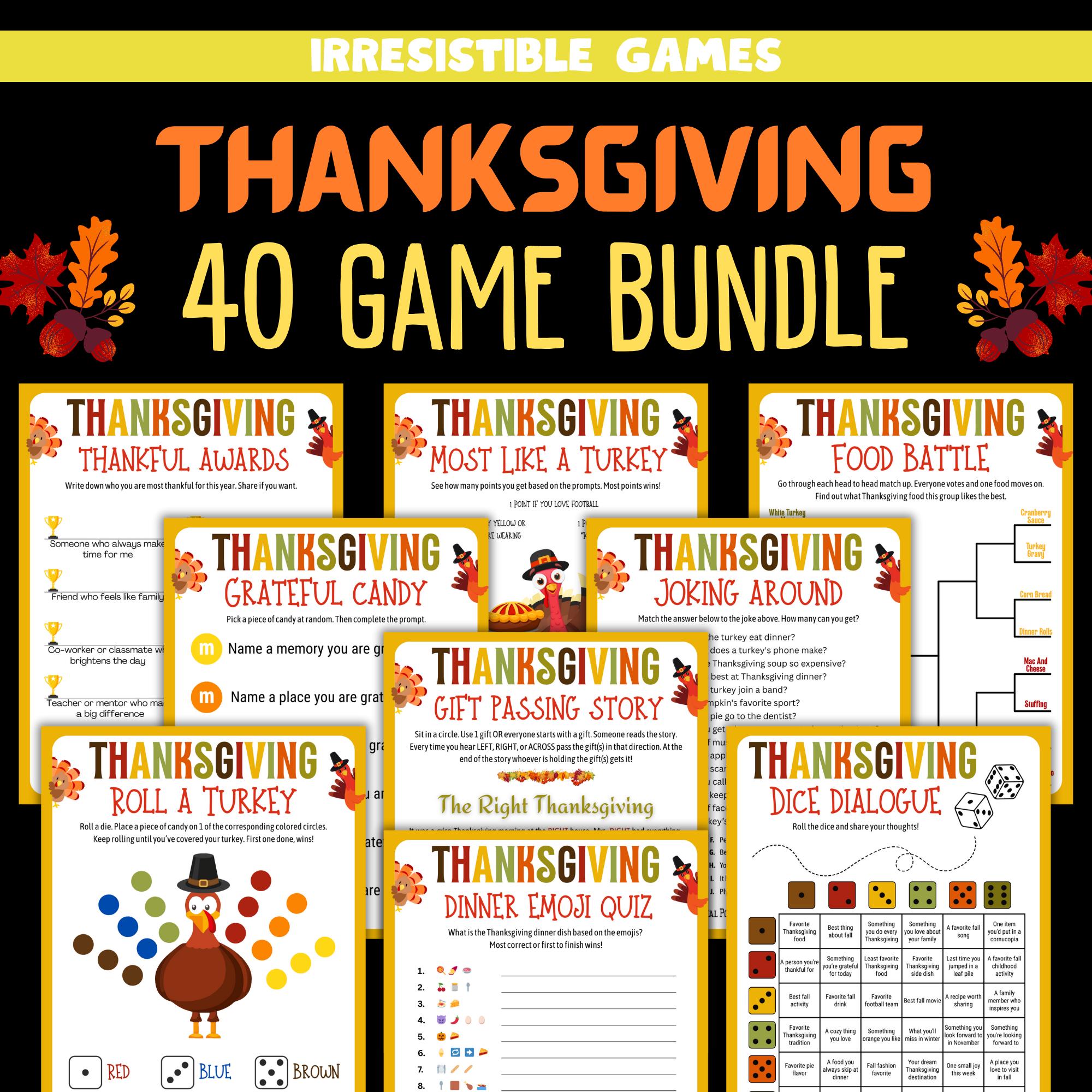 Thanksgiving Game Bundle | Printable Thanksgiving Activities and Games ...