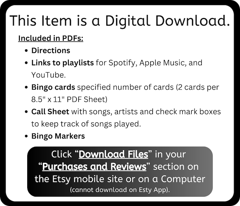 This item is a digital download and includes 2 PDFs. Download your file in your "Purchases and Reviews" section on the Etsy mobile site or on a computer (not available for download directly on the Etsy app).