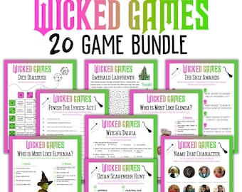 Pacchetto di giochi Wicked / 20 giochi unici a tema Wicked per feste di compleanno per bambini e adulti / Attività per feste di compleanno da Oz / Download immediato