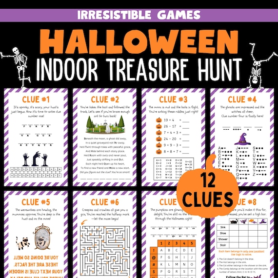 Halloween Indoor Treasure Hunt for Older Kids | Kids and Teens Scavenger Hunt | Halloween Activity for Tweens | Halloween Games and Puzzles