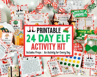 Printable Elf Kit 24 Tage Bundle | Weihnachtself Requisiten Kit | Weihnachtself-Aktivitäten für Kinder | Elfe Ankunft Buchstabe | Elfe auf Wiedersehen, Elfenideen