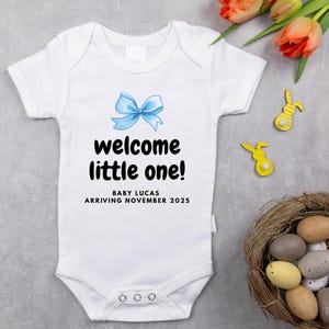 Personalised BabyGrow Announcement Welcome Little One Name and Date