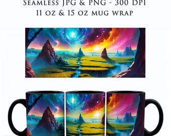 Envoltorio para taza de café Gamer's Fantasy, regalo para jugadores, envoltorio para taza de café Magic the Gathering MTG, envoltorio para taza de 11 oz y 15 oz, sublimación PNG, MW0006