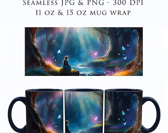 Envoltorio para taza de café Gamer's Fantasy, regalo para jugadores, envoltorio para taza de café Magic the Gathering MTG, envoltorio para taza de 11 oz y 15 oz, sublimación PNG, MW0006