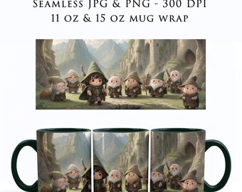 Envoltura para taza de fantasía de El Señor de los Anillos, regalo para gamers, envoltura para taza sin costuras PNG, envoltura para taza de café de El Señor de los Anillos, envoltura para taza de sublimación PNG de 325 ml y 400 ml, MW0006