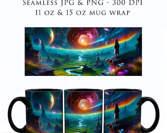 Envoltorio para taza de café MTG, regalo para jugadores, sin costuras, envoltura para taza de 11 oz y 15 oz, sublimación PNG, envoltura para taza Magic MTG, MW0006