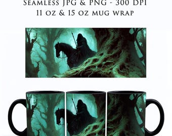 Envoltura para taza de fantasía de El Señor de los Anillos, regalo para gamers, envoltura para taza sin costuras PNG, envoltura para taza de café de El Señor de los Anillos, envoltura para taza de sublimación PNG de 325 ml y 400 ml, MW0006