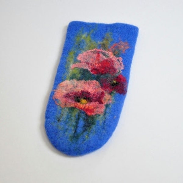 Felted Eyeglass Case. Silk poppy