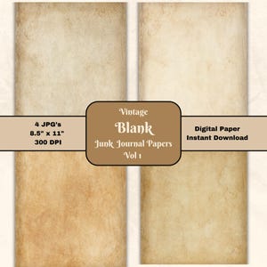 Vintage Blank Journal Paper: 8.5x11 Scrapbook Pages (Digital Download)