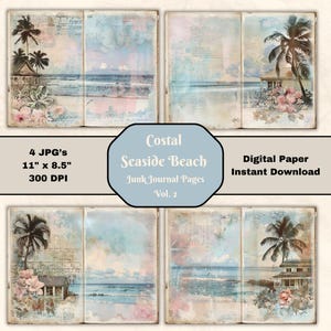 Coastal Beach Junk Journal Pages: Seaside Scrapbook Paper (Digital Download)