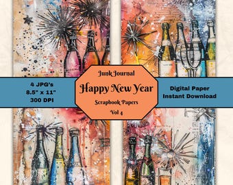 Happy New Year Scrapbook Paper: Celebration Junk Journal (Digital Download)