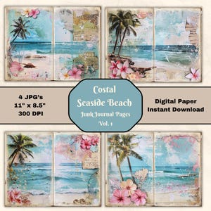 Coastal Beach Junk Journal Pages: Seaside Scrapbook Paper (Digital Download)