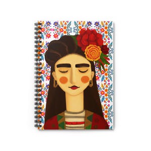Frida Kahlo-Inspired Spiral Notebook - Creative Journal, Artist Sketchbook, Floral Stationery, Gift for Her, Writing Diary