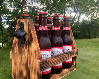 Rustic Beer Caddy, Beer Tote, Wooden Beer Holder, Wooden Condiment Carrier, Tailgate, Wedding Parties, Grill Daddy, Beer lovers