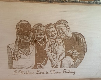 Engraved Wood Picture, Laser engraved photography, Wood Etched Picture, Personalized Christmas Gifts