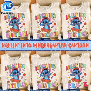 Rollin&#39; Into Kindergarten Cartoon Png, Cartoon Kid Shirt Png, Back To School Png, First Day Of School Png, Superhero Movie School Png