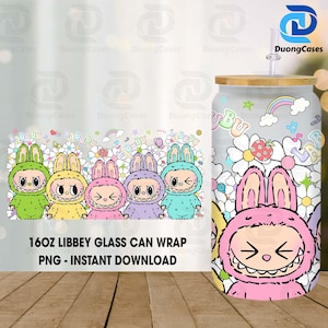 Cartoon 16oz Glass Can Wrap, Cartoon 16 oz Glass Can Png, 16 oz Libbey Glass Can Wrap, 16 oz Tumbler Wrap Png, Sublimation Design