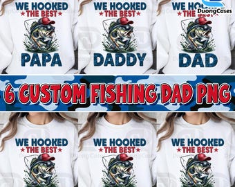 Camiseta personalizada "We Hooked The Best Dad Grandpa" em PNG, Camiseta infantil personalizada com nome de pescador em PNG, Pai pescador em PNG, Dia dos Pais em PNG, Presente para pescador em PNG