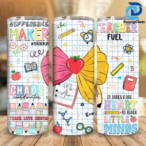 Personalized Teacher Tumbler Sublimation Design, 20 oz Skinny Tumbler Teacher Name File, Teacher Fuel, Teacher Wrap Png, Teacher Life Png