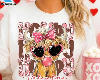 Vaca de las Tierras Altas PNG, Coqueta de San Valentín PNG, Día de San Valentín, San Valentín Retro PNG, Amor PNG, Corazón de San Valentín PNG