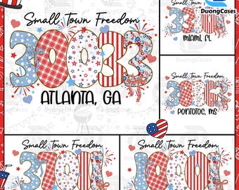 Personalize Small Town Freedom Zip Code PNG, Custom Zip Code Png,  Doodle Letters 4th Fourth July Png, Independence Day Png