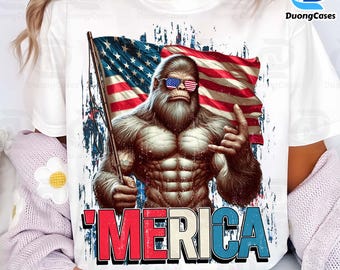 Funny Patriotic Bigfoot Design Png, Red White And Bigfoot Png, 4th Of July Png, Funny Bigfoot Png, Stay Trashy America Png For Sublimation