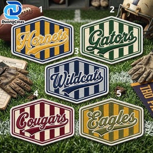 School Mascot Football Embroidery Patch, Custom School Team Embroidery Patch, Custom Mascot Patch, Varsity Letters Patch