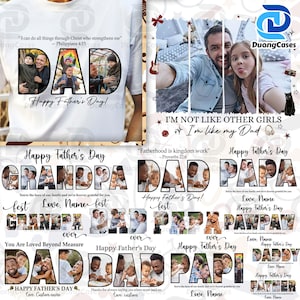 Más de 15 plantillas personalizadas de Canva para el Día del Padre (PNG), regalo personalizado para papá (PNG), papá cristiano (PNG), versículos bíblicos, foto personalizada de papá e hijos (PNG)